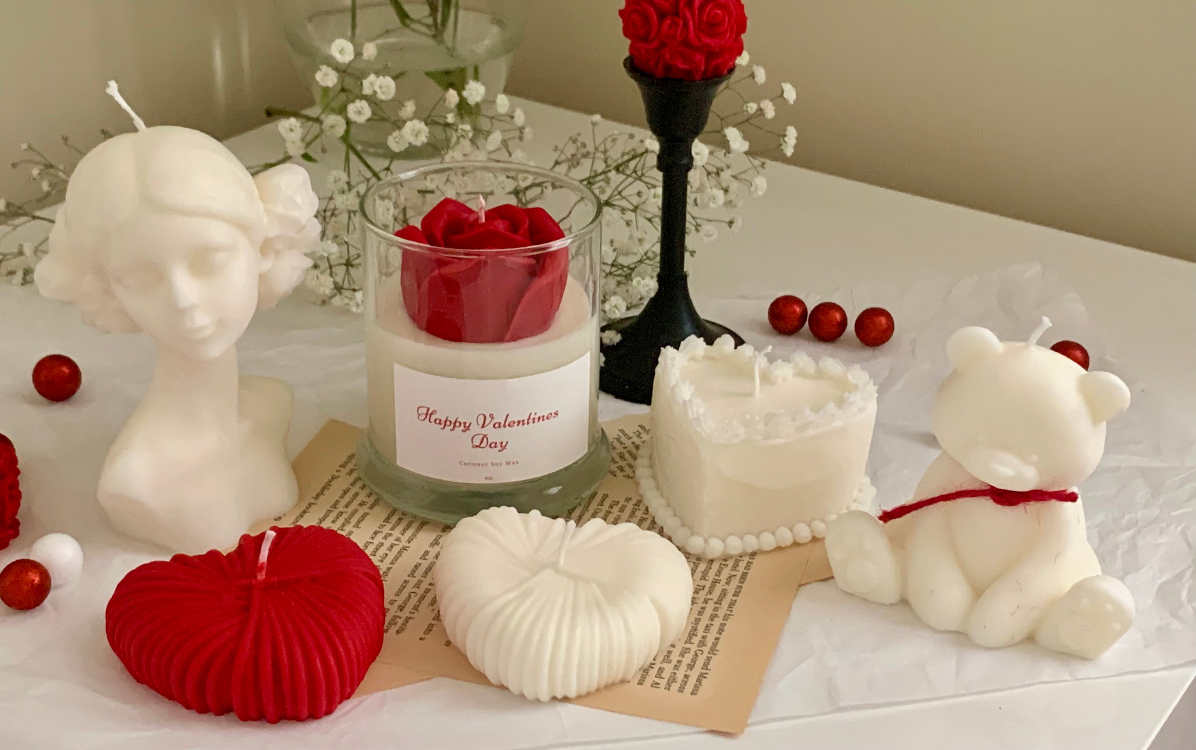 Valentine Red Rose Candle