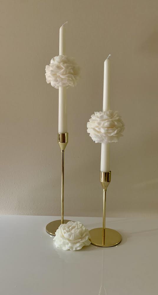 Peony Flower Taper Candle