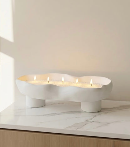 Scalloped Candle Tray-Refillable Sand Wax Candle Vessel