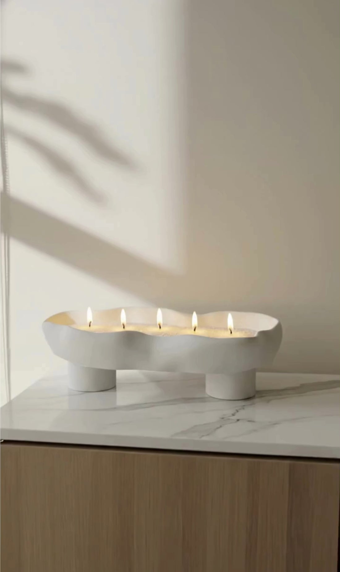 Scalloped Candle Tray-Refillable Sand Wax Candle Vessel
