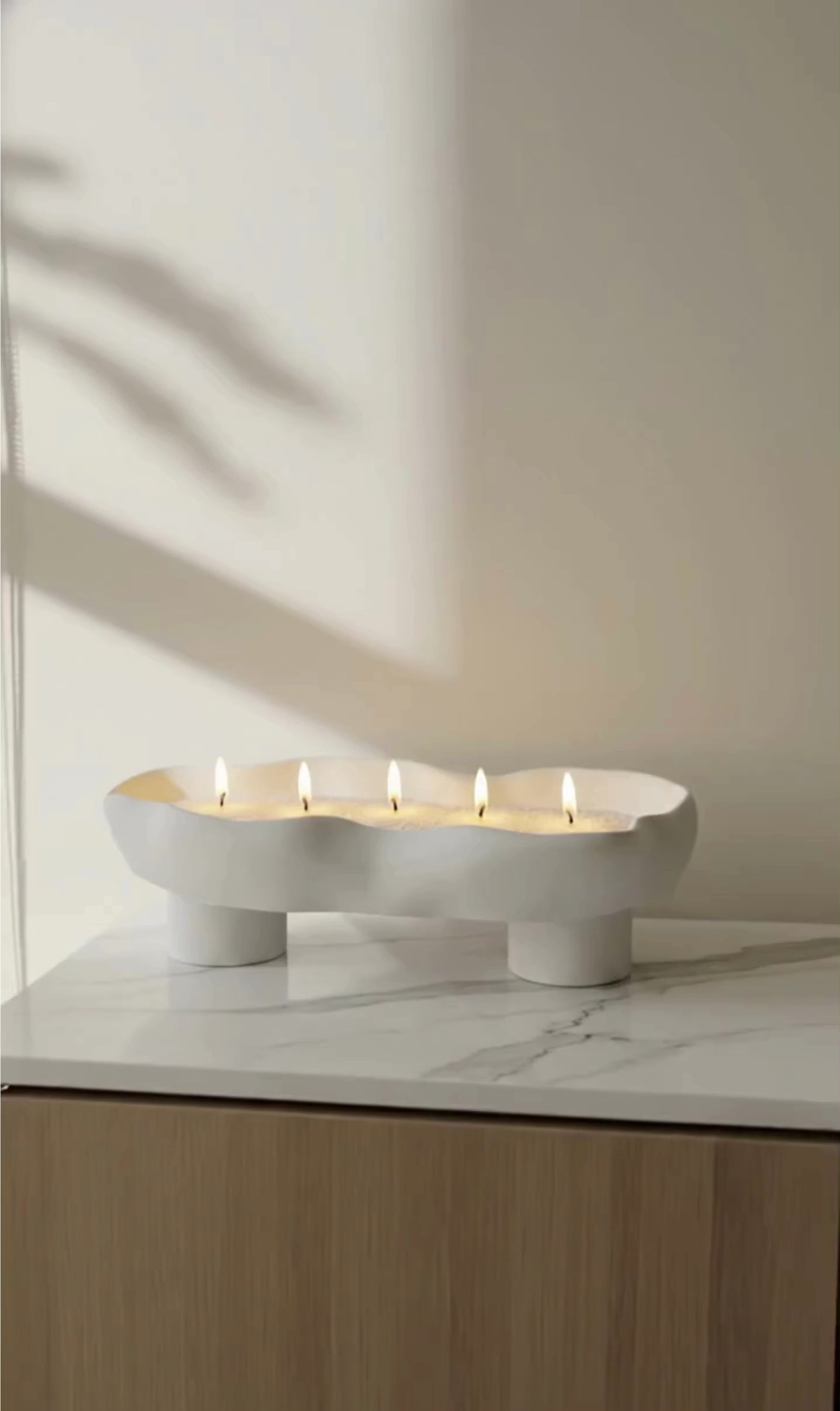 Scalloped Candle Tray-Refillable Sand Wax Candle Vessel